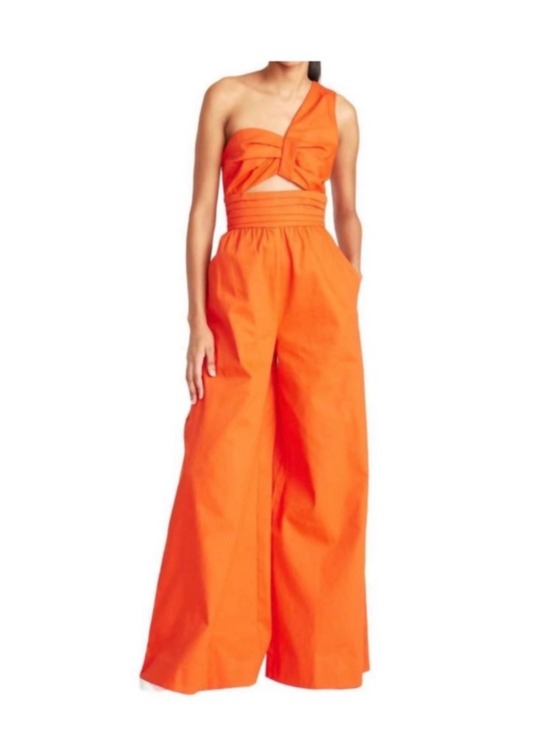 AMUR Pants - Women's AMUR One-Shoulder Cutout Jumpsuit Size 4 Orange